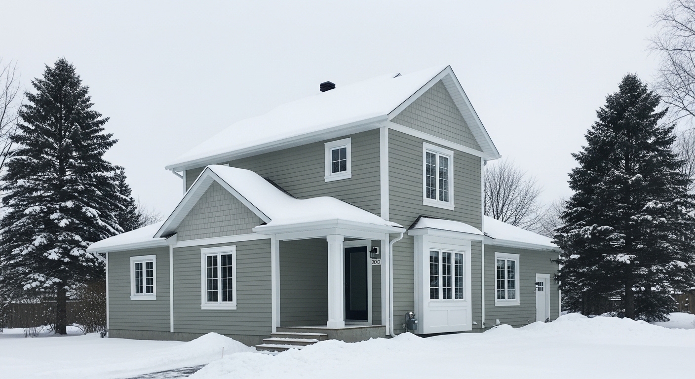 House in winter during radon testing season